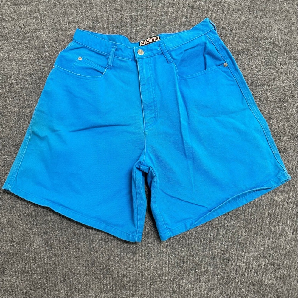 Memphis Shorts Womens Size 13/14 Bright Blue Denim High Waisted Cotton Casual